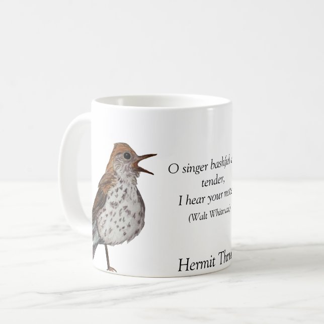 Caneca De Café Hermit Thrush Walt Whitman White Coffee Mug (Frente Esquerda)
