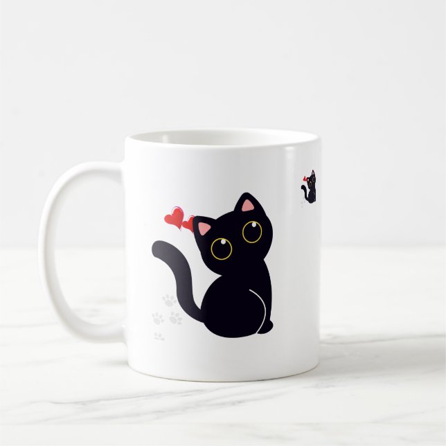 Caneca De Café Hermosa taza, con imagen de delicado gatito. (Esquerda)