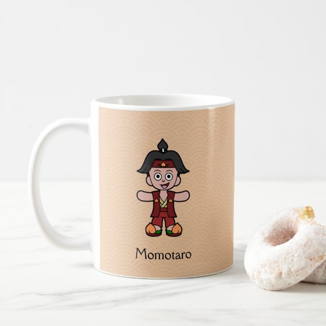 Caneca De Café Herói Japonês Peach Boy Momotaro (Com Donut)