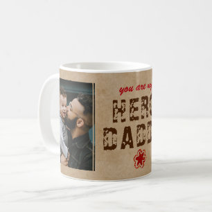 Caneca De Café Herói Rústico Papai Dia dos Pais 2 Colagem de Foto
