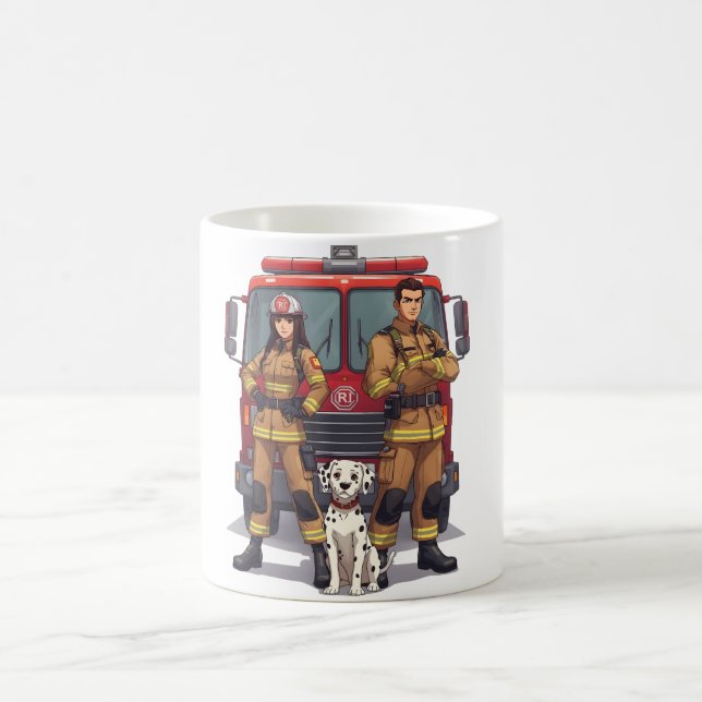 Caneca De Café Heroic Firefighters & Dalmatian Anime Coffee Mug (Centro)