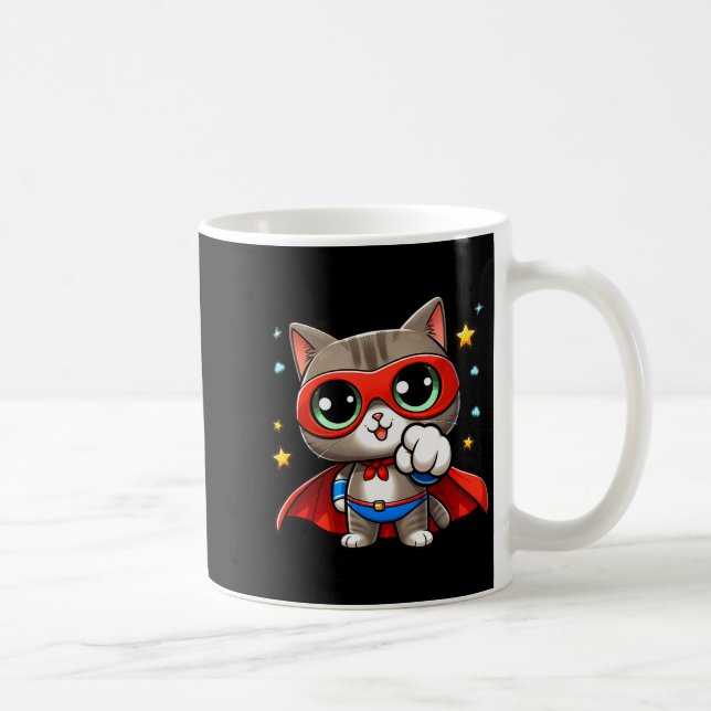Caneca De Café Heroic Super Cat With Cape Gift Men Kids Women Fun (Direita)