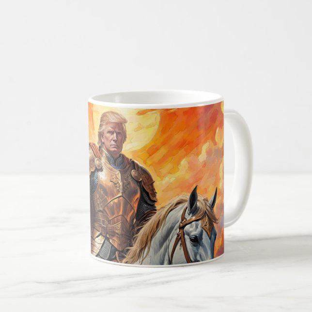 Caneca De Café Heroic Trump Warrior em Ouro Armor (Frente Esquerda)