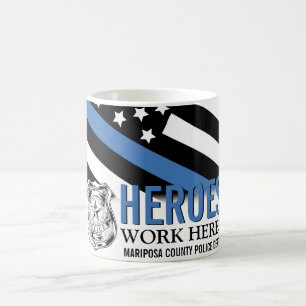 Caneca De Café Heróis da Polícia Trabalham Aqui Bandeira Americ