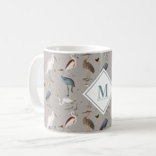 Caneca De Café Heron Bird Egret Nature Monogrammed
