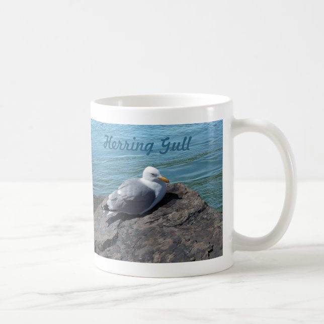 Caneca De Café Herring Gull Resting em Rock Jetty: (Direita)