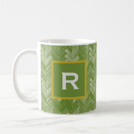 Caneca De Café Herringbone Chevron - Floresta Verde Pessoal