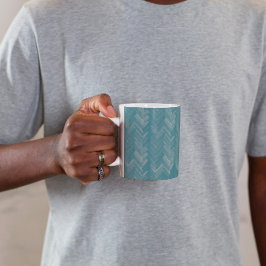 Caneca De Café Herringbone Chevron Patteron Turquoise