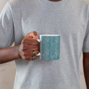Caneca De Café Herringbone Chevron Patteron Turquoise