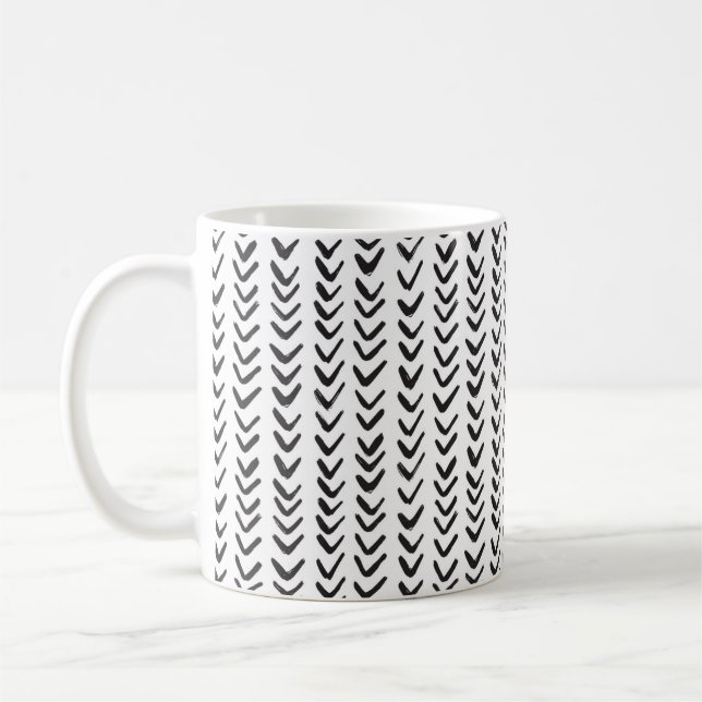 Caneca De Café Herringbone Preto e Branco (Esquerda)