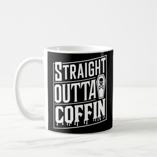 Caneca De Café Hetero Fora Coffin Funny Vampire Halloween Puns (Esquerda)