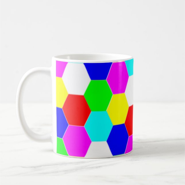 CANECA DE CAFÉ HEXAGÕES COLORIDOS (Esquerda)