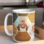 Caneca De Café Hexágono da Colagem de Fotos | Vintage - Padrão Qu<br><div class="desc">Legal padrão picado de vintage em um arranjo de arte hexágono com um lugar para 4 de suas fotos favoritas. Jornal Vintage, couros, papelão, anotações antigas e até mesmo um cartão bingo. Personalize esta caneca divertida para qualquer um - amigos, pais, avós, cônjuge, pais de animais de estimação ou bonito...</div>
