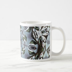 Caneca De Café Hexágono de Folhas da Selva e Flores Tropicais