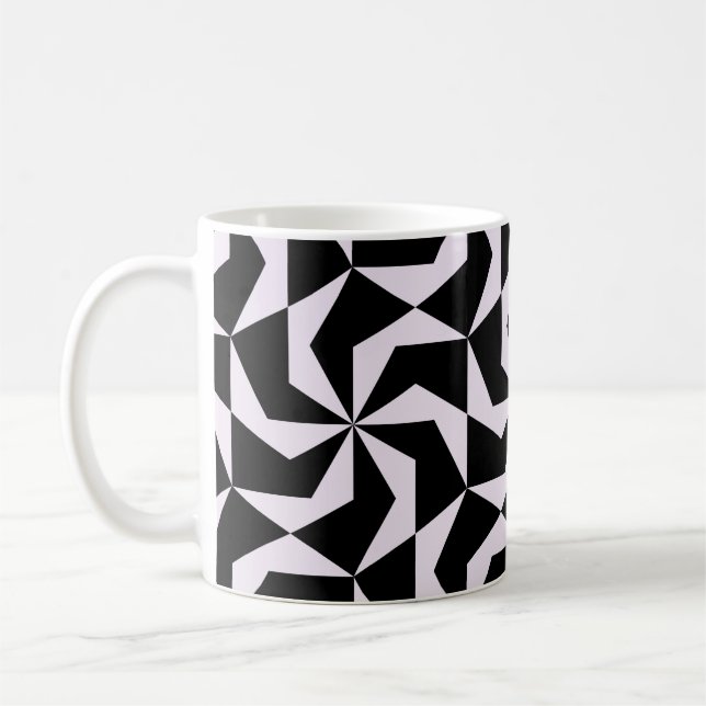 Caneca De Café Hexágono Geométrico Abstrato preto e rosa sem cost (Esquerda)