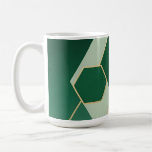 Caneca De Café Hexágono Geométrico Esmeralda Luxo
