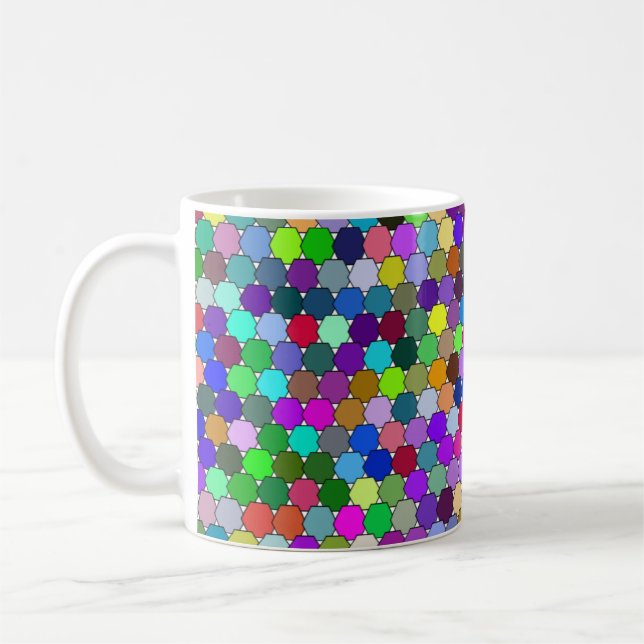 Caneca De Café Hexágonos de Deslocamento 11oz Mug (Esquerda)