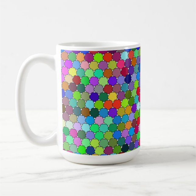 Caneca De Café Hexágonos de Deslocamento 15oz Mug (Esquerda)