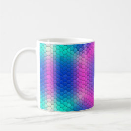 Caneca De Café Hexágonos Holográficos de Escala de Sereia Rosa a
