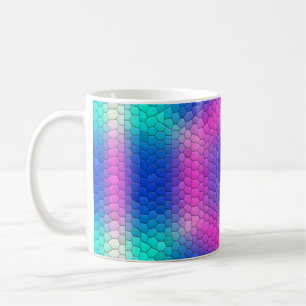 Caneca De Café Hexágonos Holográficos de Escala de Sereia Rosa a 