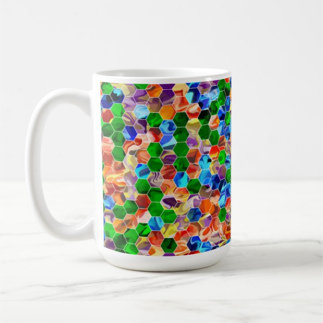 Caneca De Café Hexágonos Horizontais De 15oz Mug (Esquerda)