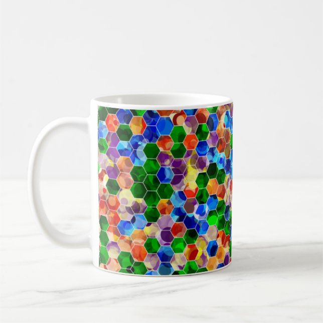 Caneca De Café Hexágonos Horizontais Dot 11oz Mug (Esquerda)