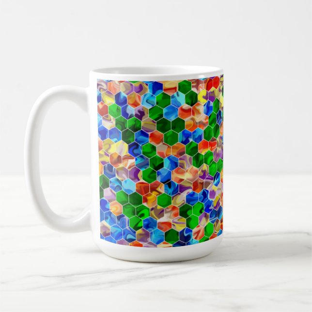 Caneca De Café Hexágonos Verticais Da Mesma Mancha 15oz Mug (Esquerda)