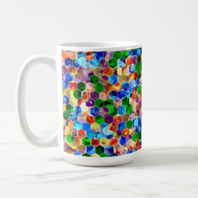 Caneca De Café Hexágonos Verticais Dot 15oz Mug (Esquerda)