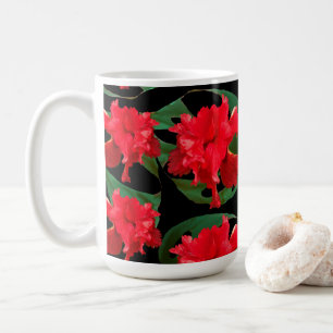 Caneca De Café Hibisco do Jardineiro Padrão Monstera Preto