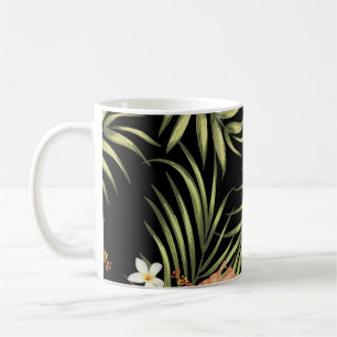 Caneca De Café Hibisco Tropical: Padrão Floral Vintage