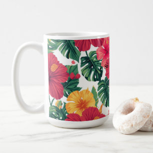Caneca De Café Hibisco Tropical Vovó Floral Presente Dia das Mães