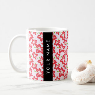 Caneca De Café Hibisco Vermelho, Flores Vermelhas, Seu Nome