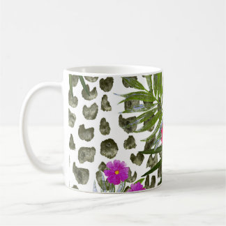 Caneca De Café Hibiscus Animal: Padrão Sem Costura De Aquarela.