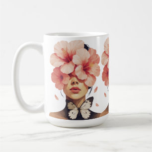 Caneca De Café Hibiscus & Borboleta – Botânica Floral Moderna