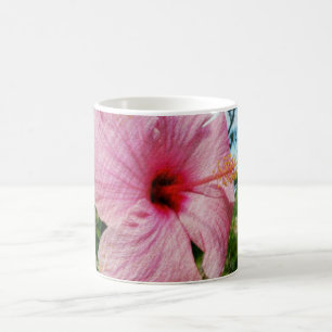 Caneca De Café Hibiscus cor-de-rosa