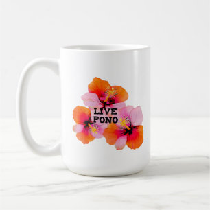 Caneca De Café Hibiscus Floral Tropical Artístico Viva Pono Havaí