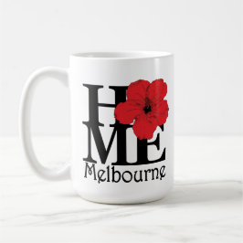 Caneca De Café Hibiscus HOME do vermelho de Melbourne