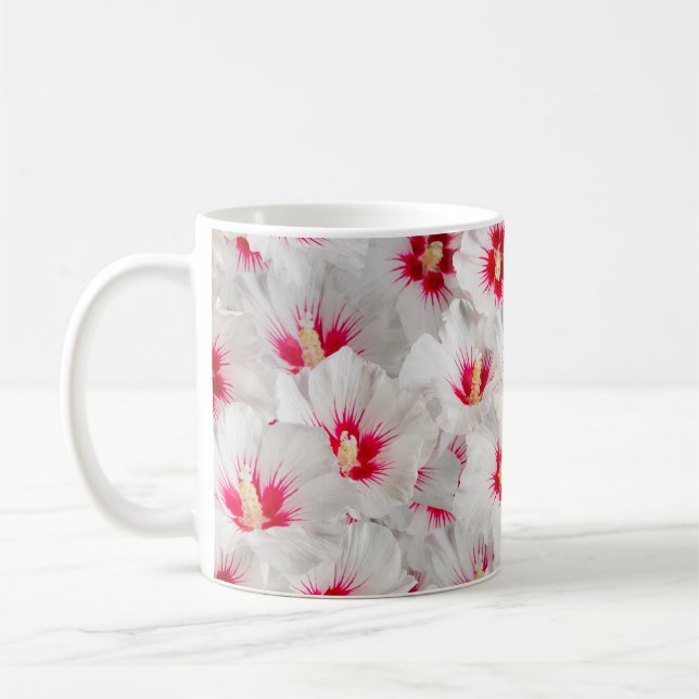 Caneca De Café Hibiscus - Padrão Chinês de Flor Rosa (Esquerda)