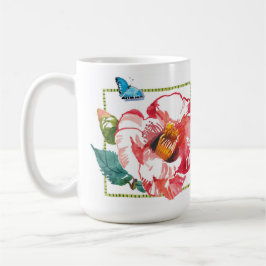 Caneca De Café Hibiscus rosa e Jardim Vermelho Camellia Grande Fl