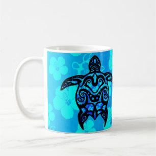 Caneca De Café Hibiscus tribal da tartaruga