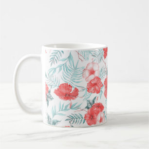 Caneca De Café Hibiscus Tropical Palm Impressão