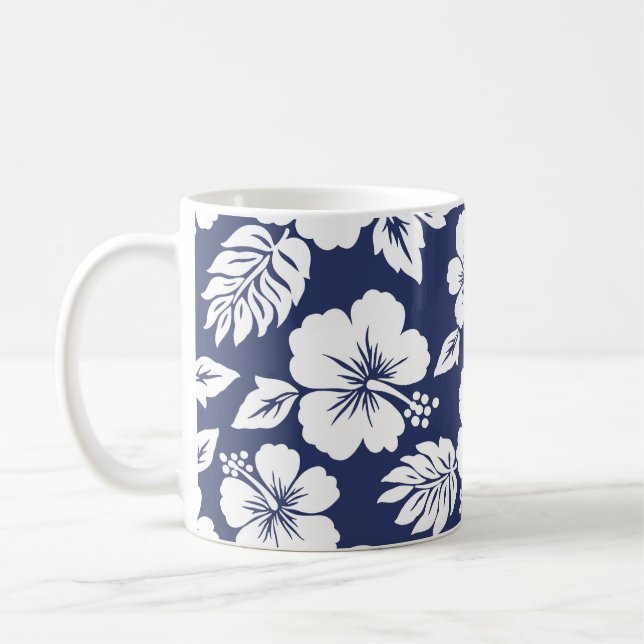 Caneca De Café Hibiscus Vibrante: Padrão Sem Costura Floral. (Esquerda)