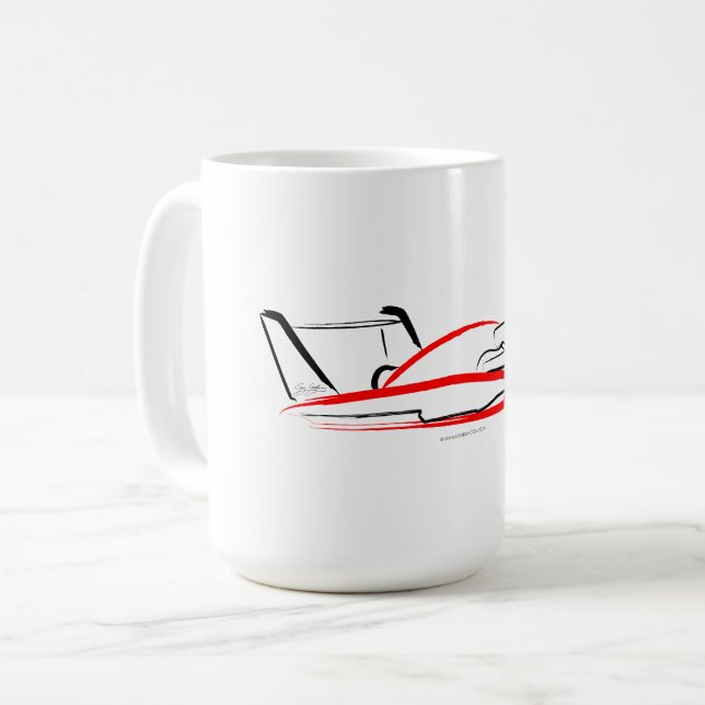Caneca De Café Hidroavião 01 Preto e Vermelho (Frente Esquerda)