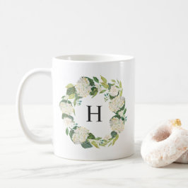 Caneca De Café Hidrópsia Branca Flores Vermelhos Monograma