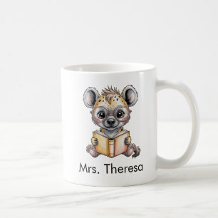 Caneca De Café Hiena Fofa Lendo um Livro Personalizado