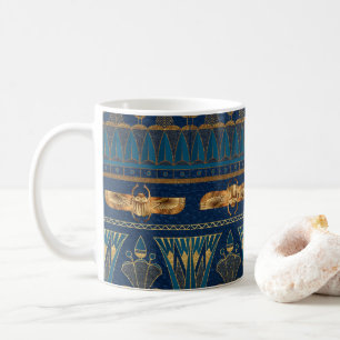 Caneca De Café Hieróglifos Egípcios Besouros Dourados Brilho Dour