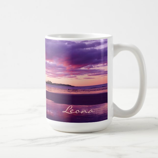 Caneca De Café Higgins Beach Sunrise Nome Panorâmico Monograma (Direita)