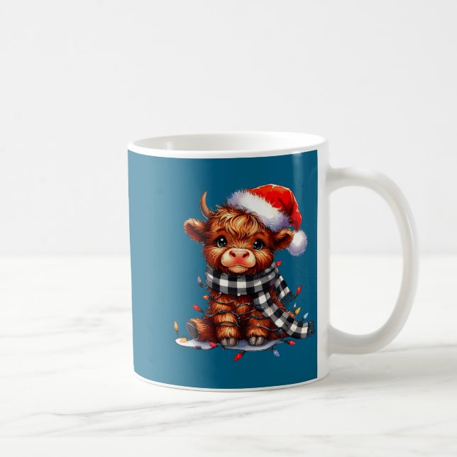 Caneca De Café Highland Cow Christmas Santa Hat Mooey Xmas Heifer (Direita)