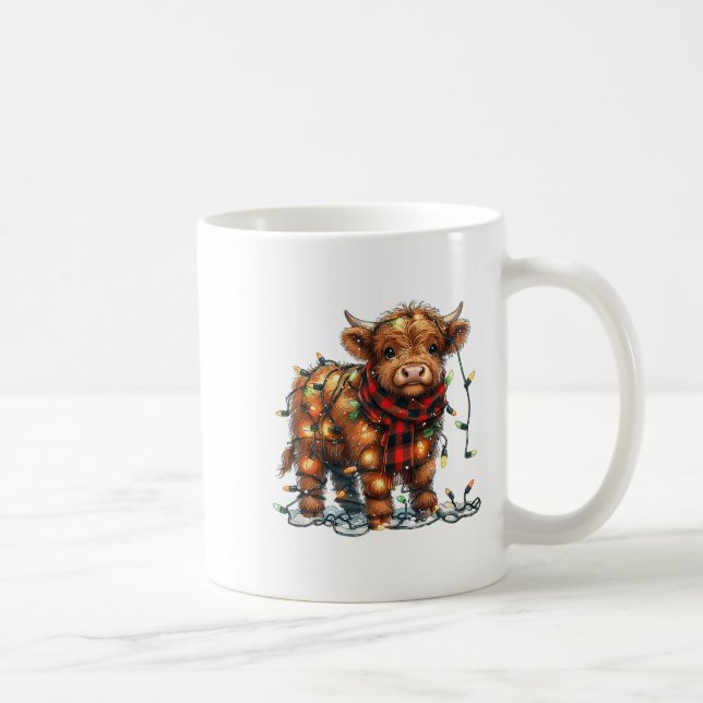 Caneca De Café Highland Cow Christmas Xmas Papais noeis Baby Wool (Direita)