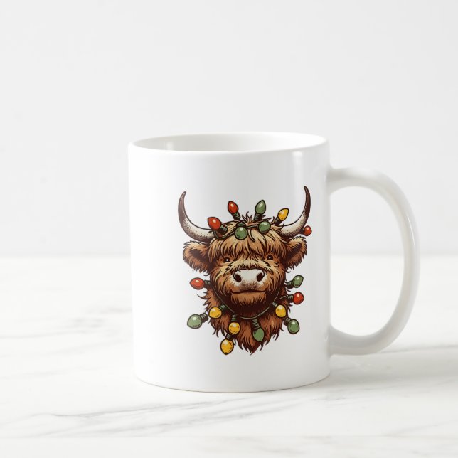 Caneca De Café Highland Cow Christmas Xmas Papais noeis Wooly Faz (Direita)